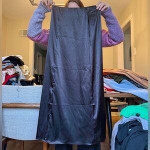 Never Worn - Black Satin Maxi Skirt